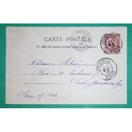 N°124 MOUCHON CARTE POSTALE CHERCHELL ALGER ALGERIE POUR ST GERMAIN EN LAYE 1903