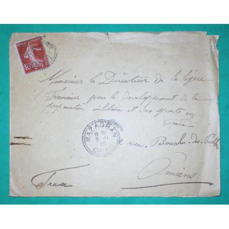 N°138 SEMEUSE CAD FB84 MAZAGRAN ORAN ALGERIE POUR AMIENS SOMME 1910