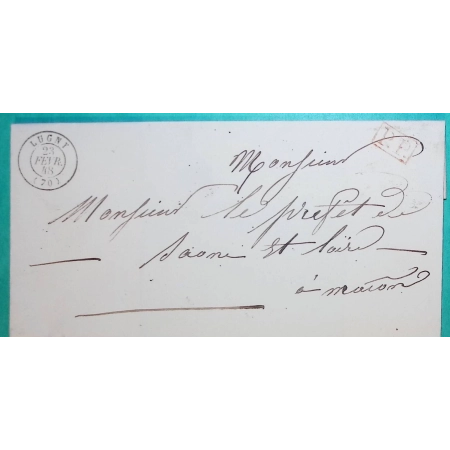 CAD TYPE 15 LUGNY SAONE ET LOIRE PP PORT PAYE POUR MACON 1848 LETTRE COVER FRANCE