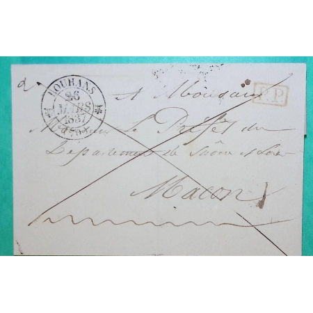 CAD TYPE 12 LOUHANS SAONE ET LOIRE PP PORT PAYE POUR MACON 1837 LETTRE COVER FRANCE