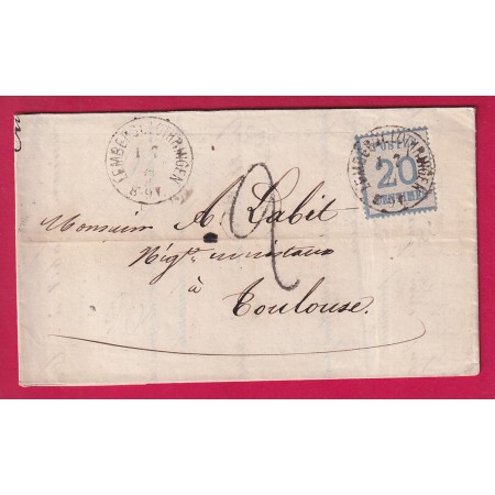 ALSACE LORRAINE N°6 LEMBERG MOSELLE TAXE TAON 2 POUR TOULOUSE  HAUTE GARONNE LETTRE