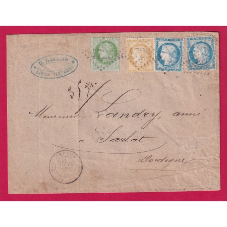 N°53 59 60B TYPE 2 X2 GC 4725 MONTSEMPRON LIBOS LOT ET GARONNE POUR SARLAT DORDOGNE TRIPLE PORT LETTRE