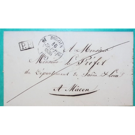 CAD TYPE 12 DIGOIN SAONE ET LOIRE PP PORT PAYE POUR MACON 1835 LETTRE COVER FRANCE
