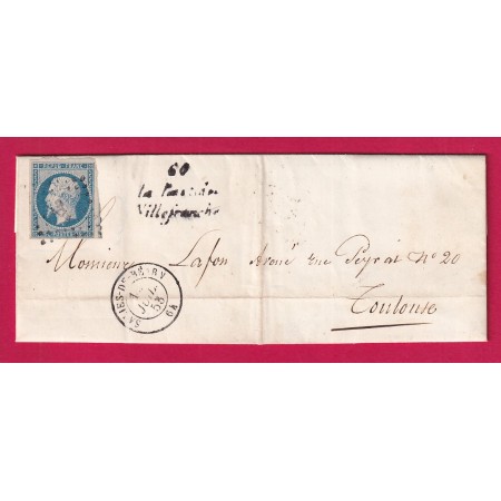 N°10 CURSIVE 64 LA BASTIDE VILLEFRANCHE BASSES PYRENEES T15 SALIES DU BEARN POUR TOULOUSE LETTRE