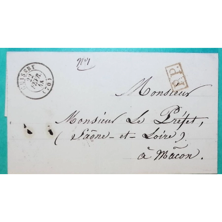 CAD TYPE 15 CUISERY SAONE ET LOIRE PP PORT PAYE POUR MACON 1848 LETTRE COVER FRANCE
