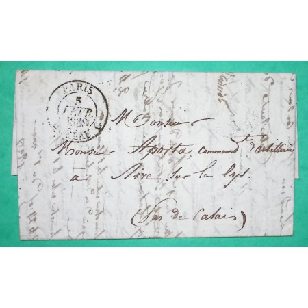 CAD TYPE 13 PARIS BUREAU G POUR AIRE SUR LA LYS PAS DE CALAIS 1838