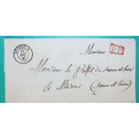 CAD TYPE 15 CUISEAUX SAONE ET LOIRE PP PORT PAYE POUR MACON 1846 LETTRE COVER FRANCE