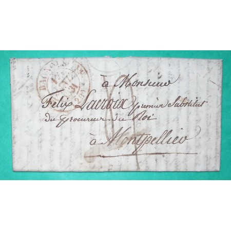 CAD TYPE 12 BAGNOLS GARD ROUGE POUR MONTPELLIER HERAULT 1831