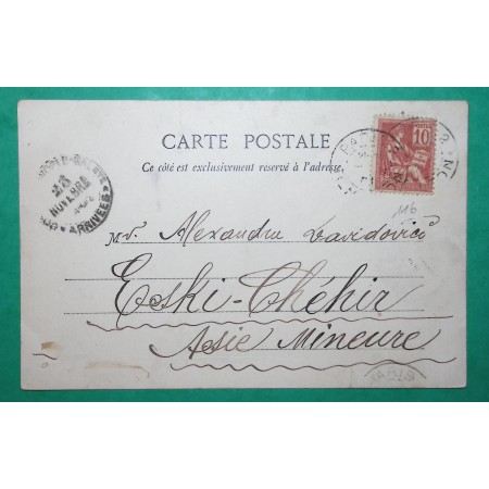 N°116 MOUCHON CARTE POSTALE PARIS POUR ESKICHEHIR TURQUIE 1901