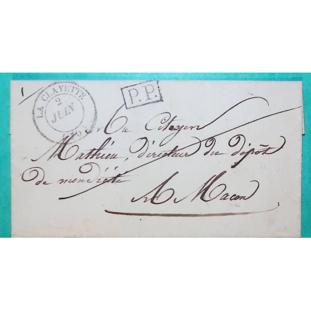 CAD TYPE 14 ECHOPPE LA CLAYETTE SAONE ET LOIRE PP PORT PAYE POUR MACON LETTRE COVER FRANCE