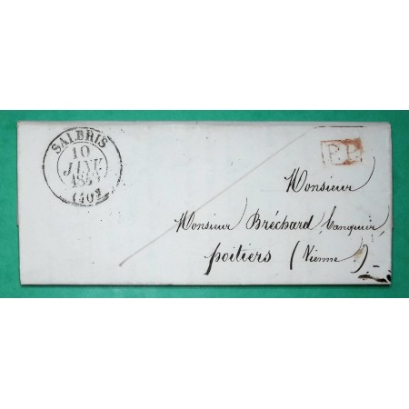 CAD TYPE 13 SALBRIS LOIR ET CHER PP PORT PAYE POUR POITIERS VIENNE 1848