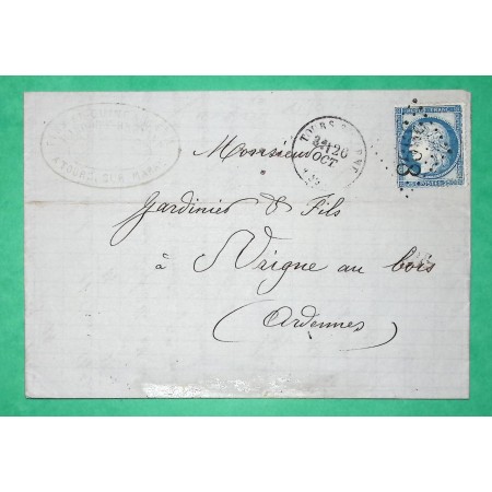 N°60A VARIETE CADRE DEFECTUEUX GC 3998 TOUR SUR MARNE POUR VRIGNE AUX BOIS ARDENNES 1871