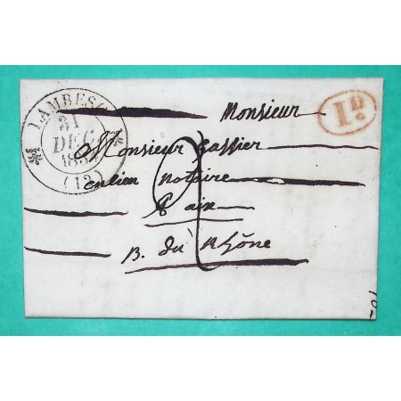 CAD TYPE 12 LAMBESC BOUCHES DU RHONE DECIME RURAL ROGNES POUR AIX EN PROVENCE 1834