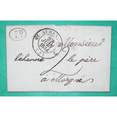 CAD TYPE 12 AUBANTON AUBENTON AISNE DECIME RURAL POUR MORGNY EN THIERACHE 1834