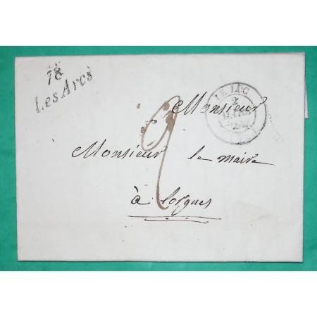 CURSIVE 78 LES ARCS VAR + CAD TYPE 14 LE LUC POUR LORGUES 1842