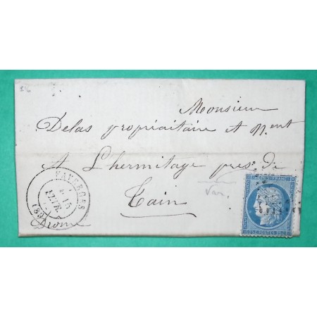 N°60A GC 1471 FAVERGES HAUTE SAVOIE POUR TAIN DROME 1872