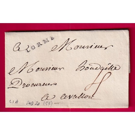 MARQUE LORME L'ORME NIEVRE LENAIN N°1A INDICE 20 POUR AVALLON YONNE LETTRE