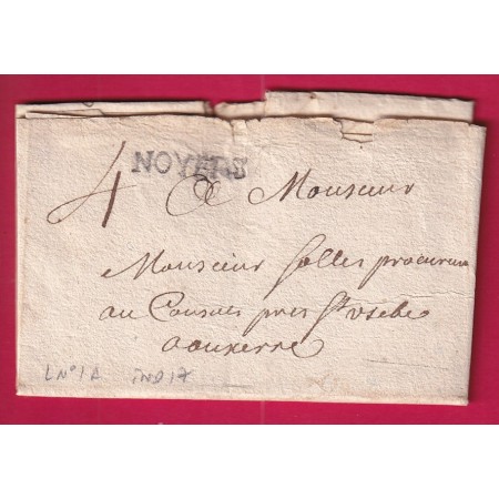 MARQUE NOYERS YONNE LENAIN N°1A INDICE 17 POUR AUXERRE 1757 TEXTE AVEC ACTE NOTARIE LETTRE