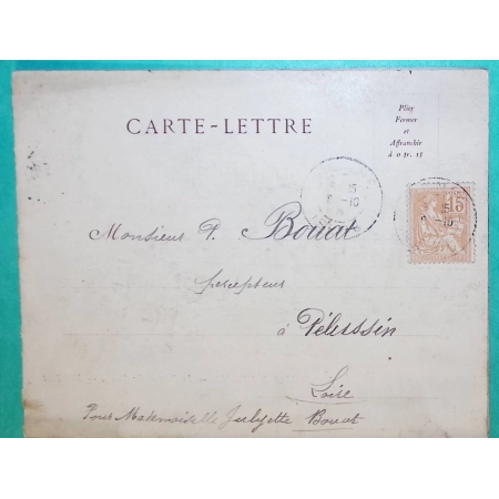 N°117 MOUCHON GRANDE CARTE LETTRE PANORAMA DE LA VIENNE ISERE POUR PELUSSIN LOIRE 1902 LETTRE COVER FRANCE