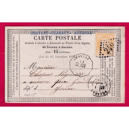 N°59 CONVOYEUR STATION CRAVANT YONNE POUR AUXERRE CARTE PRECURSEUR INDICE 15 LETTRE