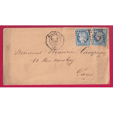 N°60 X2 BORDEAUX LEVEE EXCEPTIONELLE E1 POUR PARIS LETTRE