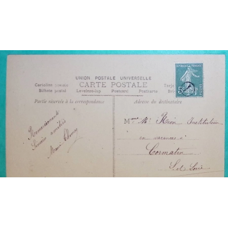 N°137 SEMEUSE OBLITERATION JOUR DE L'AN BOITE RURALE A CARTE POSTALE POUR CORMATIN SAONE ET LOIRE LETTRE COVER FRANCE