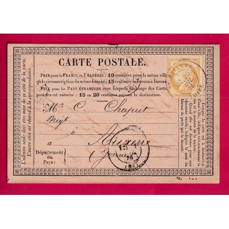 N°55 CARTE PRECURSEUR REPIQUEE ST ETIENNE LOIRE MINES ROCHE MOLIERE ET FIRMINY POUR AUXERRE LETTRE