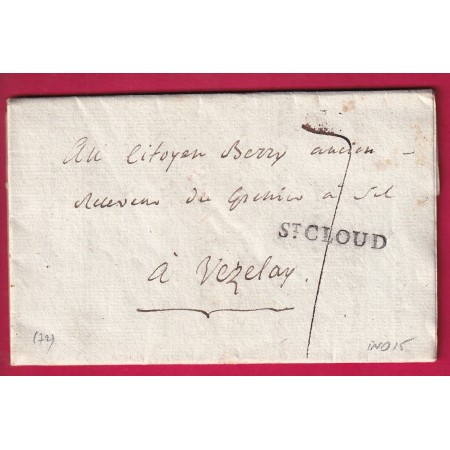 MARQUE ST CLOUD SEIE ET OISE 1792 INDICE 15 POUR AVALLON YONNE LETTRE LETTRE