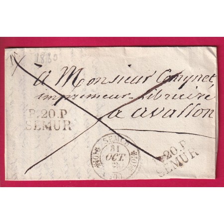 CAD TYPE 11 SEMUR COTE D'OR + P20P SEMUR 1830 POUR AVALLON YONNE LETTRE