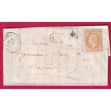 N°13 PC 2311 NUITS SUR ARMANCON YONNE CL ROUGE RARE POUR RAVIERES YONNE + OR LETTRE LOCALE