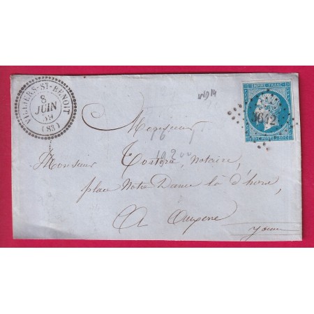 N°14 PC 3462 VILLERS ST BENOIT YONNE CAD TYPE 22 DEVANT DE LETTRE POUR AUXERRE