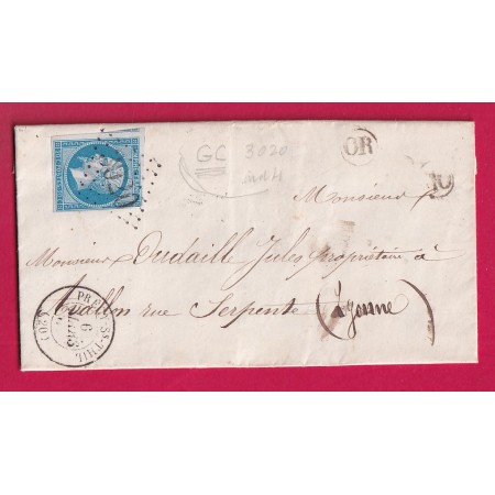 N°14 GC 3920 PRECY SOUS THIL COTE D'OR OR NAN SOUS THIL POUR AVALLON LETTRE