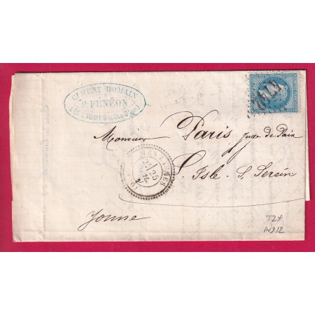 N°29 GC 4742 LES LAUMES COTE D'OR CAD TYPE 24 INDICE 12 POUR ISLE SUR LE SEREIN YONNE LETTRE