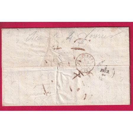 CAD OUTEMER CETTE EN NOIR HERAULT RARE INDICE 22 1847 LETTRE DE BUENOS AIRES ARGENTINE POUR  MIRAMONT  HAUTE GARONNE