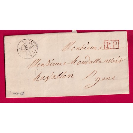 CAD TYPE 15 VILLEVALLIER YONNE + PP ROUGE 1843 POUR AVALLON YONNE