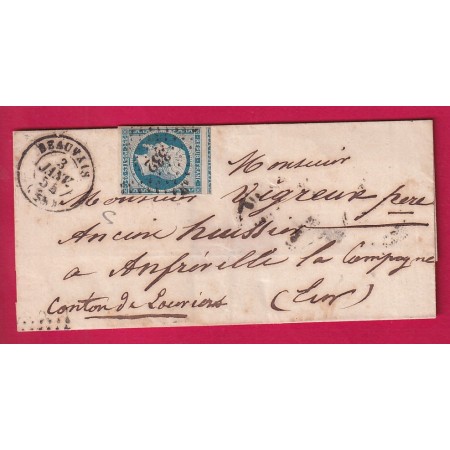 N°10 TTB / SUP UN VOISIN PC 332 BEAUVAIS OISE POUR AMFREVILLE EURE LETTRE