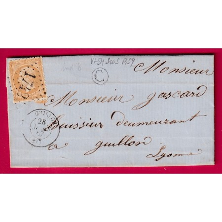 N°21 GC 1742 GUILLON YONNE BOITE RURALE C VASY SOUS PISY POUR GUILLON LETTRE