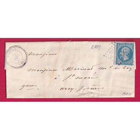 N°22 GC 2889 PLEURS MARNE CAD TYPE 22 POUR ARCY SUR CURE YONNE INDICE 11 LETTRE