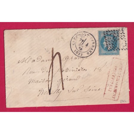 N°29 VARIETE AUX ABEILLES GC 1053 CLERMONT FERRAND PUY DE DOME TAXE MANUSCRIT 4 POUR NEUILLY SIGNE