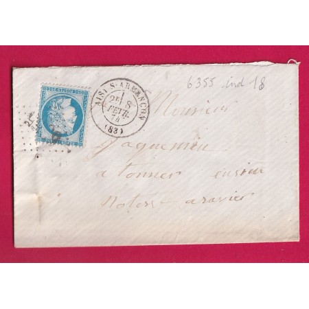 N°60 GC 6355 AISY SUR ARMANCON YONNE POUR RAVIERS INDICE 18 LETTRE