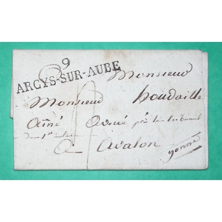 MARQUE 9 ARCYS ARCIS SUR AUBE POUR AVALLON YONNE 53x11 1826