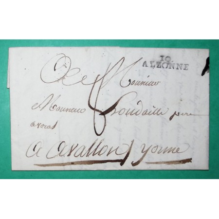 MARQUE 10 ALZONNE AUDE DEPART LA SEIGNERIE POUR AVALLON YONNE 28x7 1817