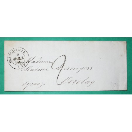 CAD TYPE 14 FRANCONVILLE SEINE ET OISE POUR VEZELAY YONNE TAXE TAMPON 2 1849