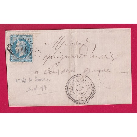 N°29 GC 4915 ETAIS LE SAUVIN YONNE CAD TYPE 22 POUR COURSON INDICE 17 DEVANT DE LETTRE