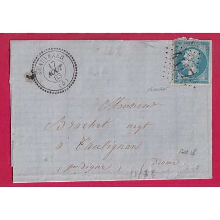 N°22 GC 4417 BEAUVEZER CAD TYPE 22 BASSES ALPES SIGNE BAUDOT INDICE 18 POUR TAULIGNAN LETTRE