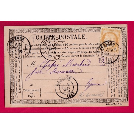 N°55 CAD AVALLON YONNE BOITE RURALE F GIROLLES POUR AUXERRE CARTE PRECURSEUR LETTRE