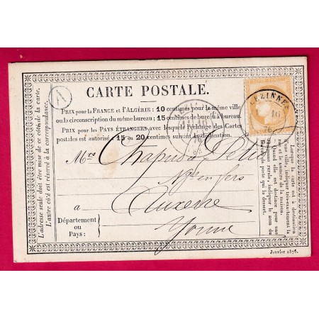 N°55 CAD TYPE 17 LEZINNES YONNE BOITE RURALE A ANCY LE LIBRE POUR AUXERRE CARTE PRECURSEUR LETTRE