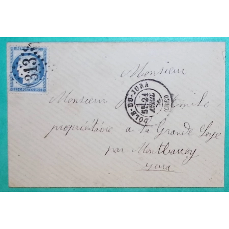 N°60B TYPE II GC 1313 DOLE DU JURA POUR MONTBARREY LETTRE COVER FRANCE
