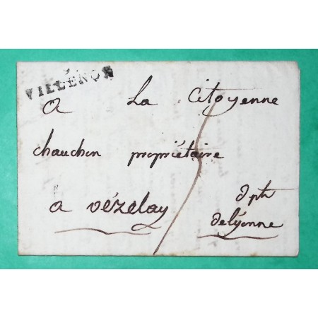 MARQUE 9 VILLENOX VILLENAUXE AUBE POUR VEZELAY YONNE PERIODE REVOLUTIONNAIRE 30x7 1799