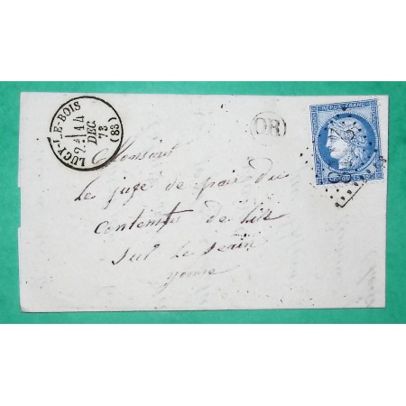 N°60A GC 2118 LUCY LE BOIS OR ORIGINE RURALE PRECY LE SEC POUR L'ISLE SUR SEREIN 1873